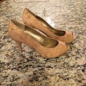 Nine West cork peep toe sz 7 NEW